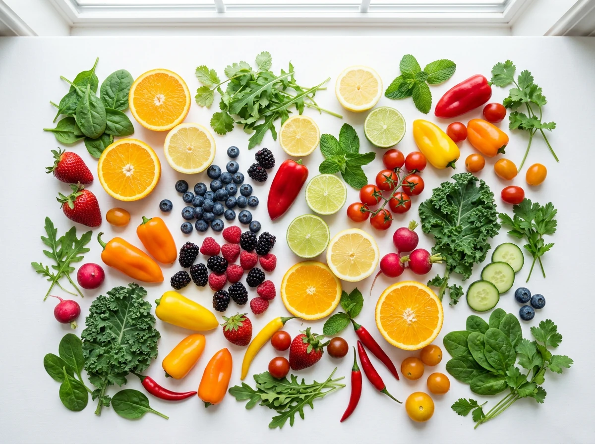Kleurrijke groenten en fruit - basis voor gezond gewicht ondersteunen met voeding en supplementen